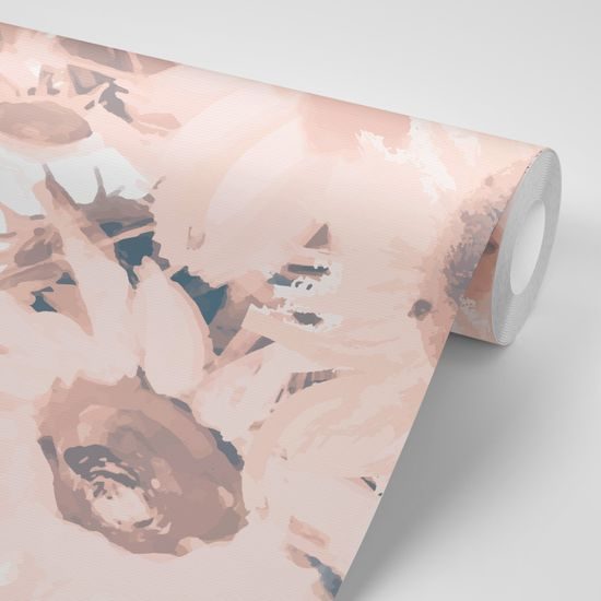 Samolepiaca tapeta slnečnice vo vintage prevedení