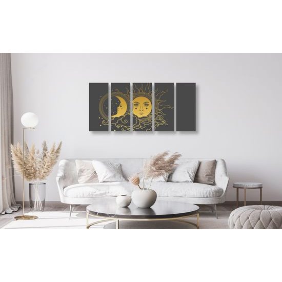 5-dielny obraz symboly slnka a mesiaca