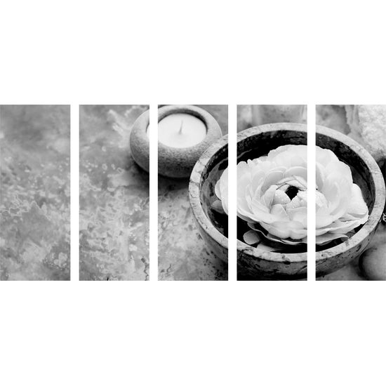 5-dielny obraz jemné zátišie v čiernobielom prevedení