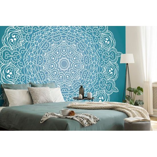 Samolepiaca tapeta ukľudnujúca modrá Mandala
