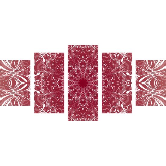 5-dielny obraz Mandala v ružovom prevedení