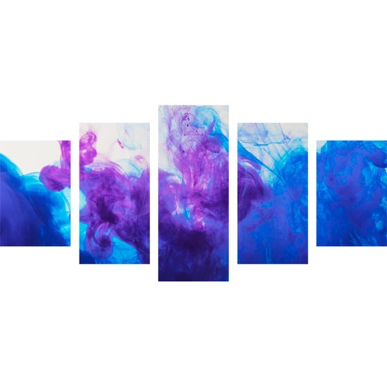 5-dielny obraz nádherná abstrakcia modrej a fialovej farby