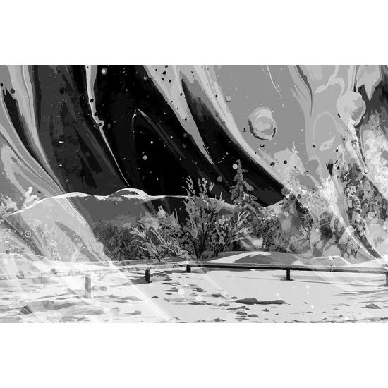 Obraz snehová víchrica v čiernobielom prevedení