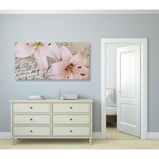 Obraz rúžová ľalia na ľúbostnom liste