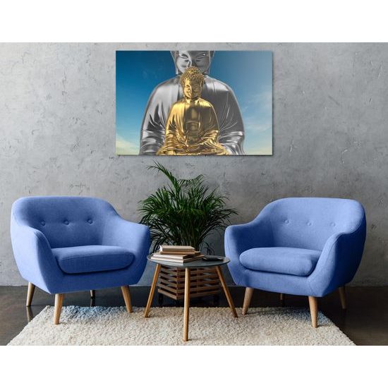 Obraz zlatý a strieborný Budha