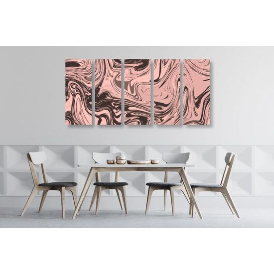5-dielny obraz ružová umelecká abstrakcia