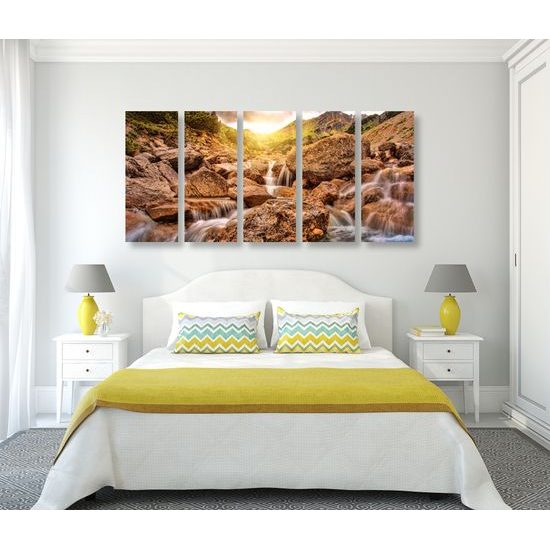 5-dielny obraz dychberúce nádherné vodopády