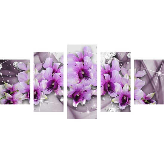 5-dielny obraz elegantné kvety na abstraktnom pozadí