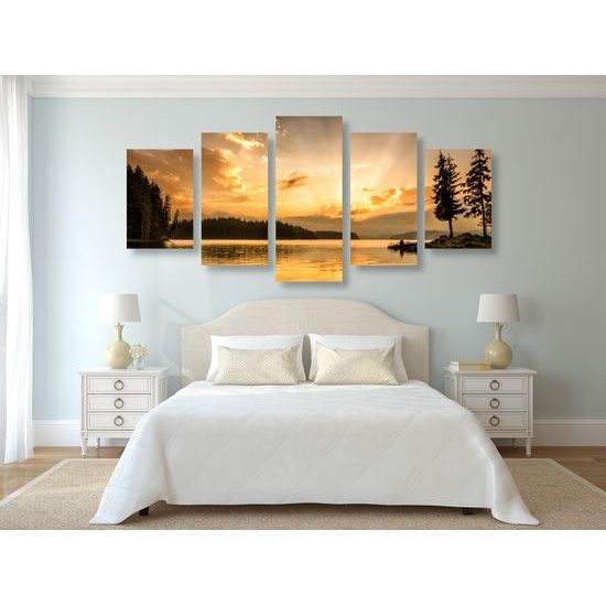 5-dielny obraz slnko predierajúce sa cez oblaky