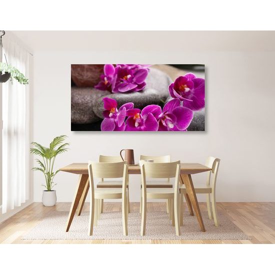 Obraz Feng Shui zátišie s fialovou orchideou