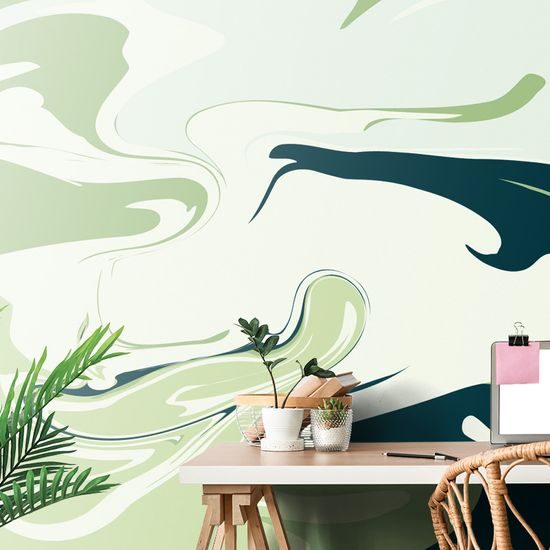 Samolepiaca tapeta zelená umelecká abstrakcia