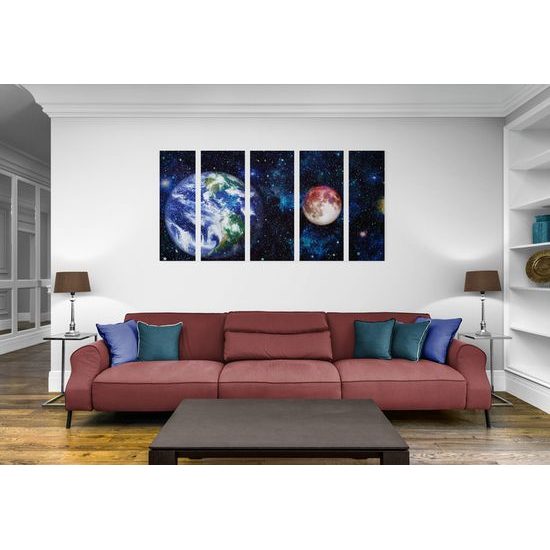 5-dielny obraz akvarelový vesmír