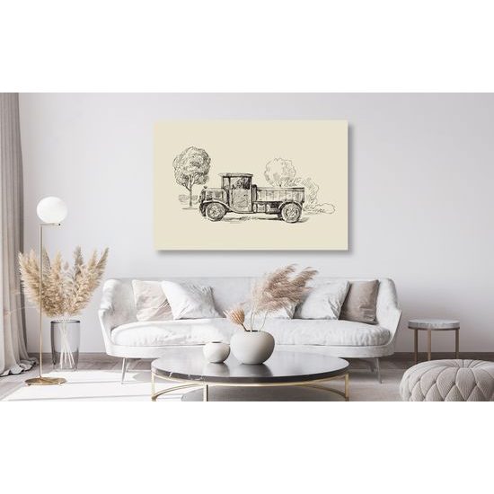 Obraz retro nákladné auto v umeleckom prevedení