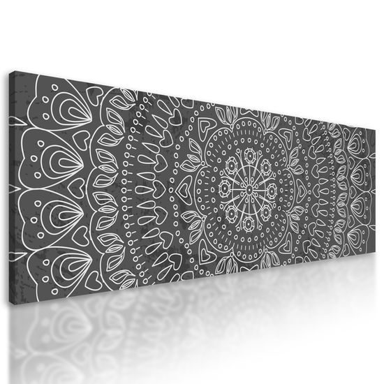 Obraz umelecká Mandala v čiernobielom prevedení