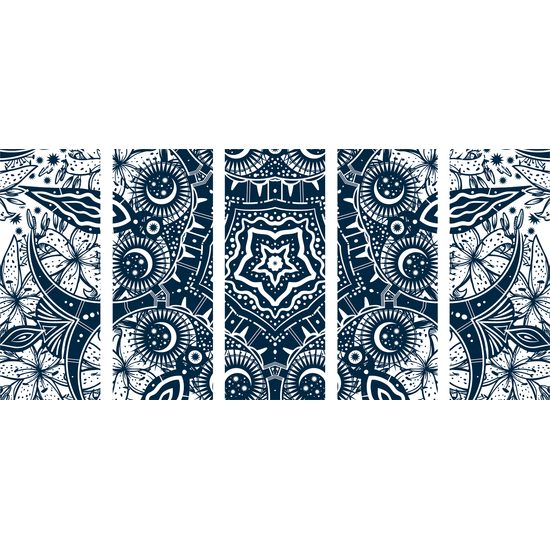 5-dielny obraz umelecká abstrakcia v modrom prevedení