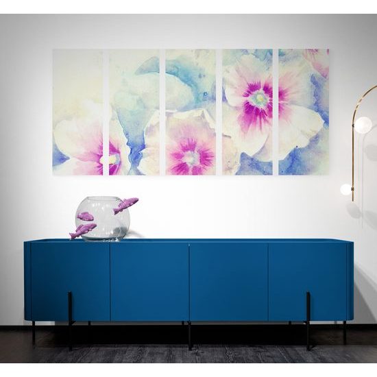 5-dielny obraz maľba pôvabných kvetov