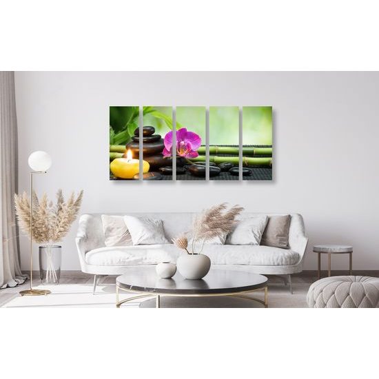 5-dielny obraz záhrada Feng Shui