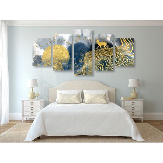 5-dielny obraz abstrakcia prírody