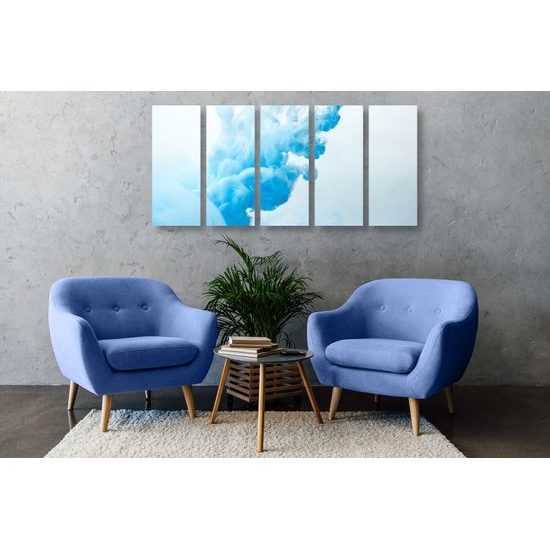 5-dielny obraz abstrakcia modrej farby