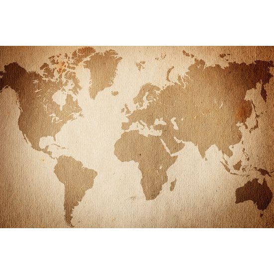 Obraz mapa sveta v sépiovom prevedení
