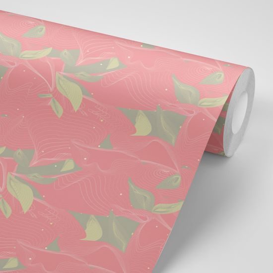 Tapeta zaujímavé listy v ružovom prevedení