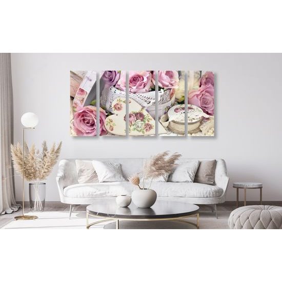 5-dielny obraz zátišie plné ruží