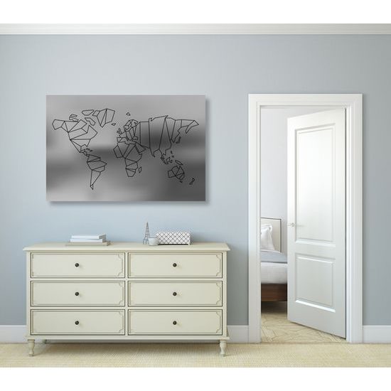 Obraz umelecká abstrakcia mapy sveta v čiernobielom prevedení