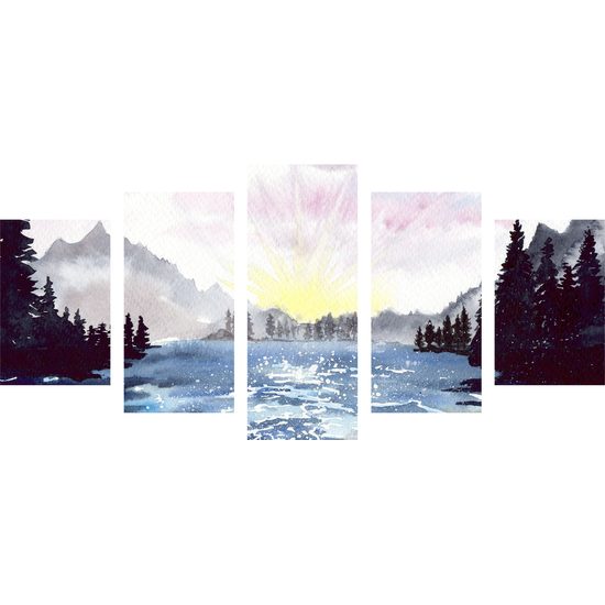 5-dielny obraz maľovaná horská krajinka