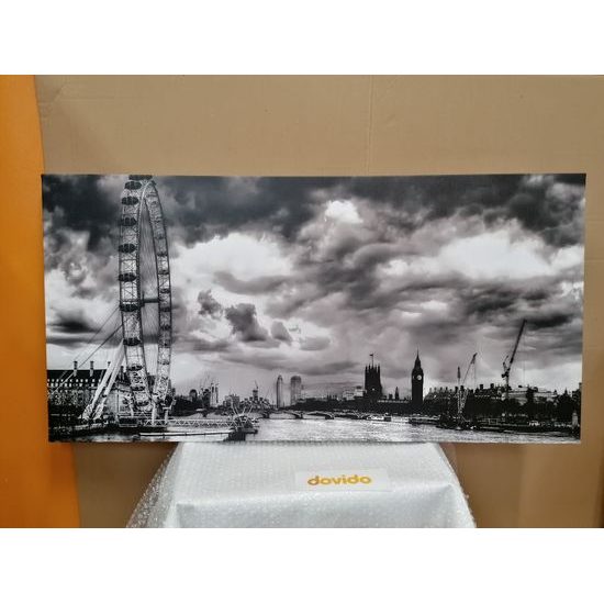 Obraz London Eye a pohľad na Londýn v čiernobielom prevedení