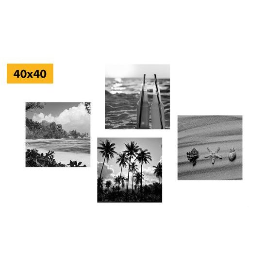 Set obrazov čiernobiele spomienky na letnú dovolenku