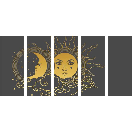 5-dielny obraz symboly slnka a mesiaca