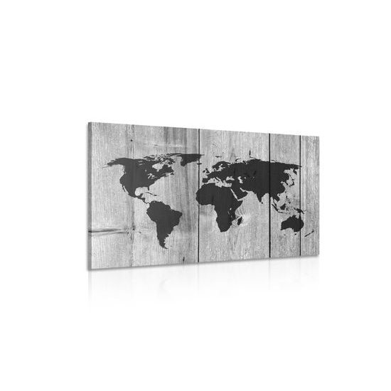 Obraz umelecká mapa sveta v čiernobielom prevedení