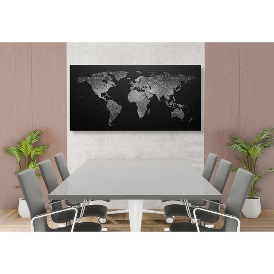 Obraz mapa sveta s nádherným čiernobielym detailom