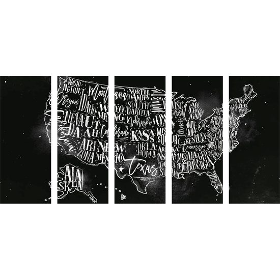 5-dielny obraz zaujímavá mapa USA