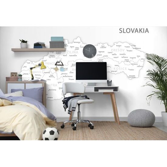 Tapeta podrobná mapa Slovenskej republiky v čiernobielom prevdení