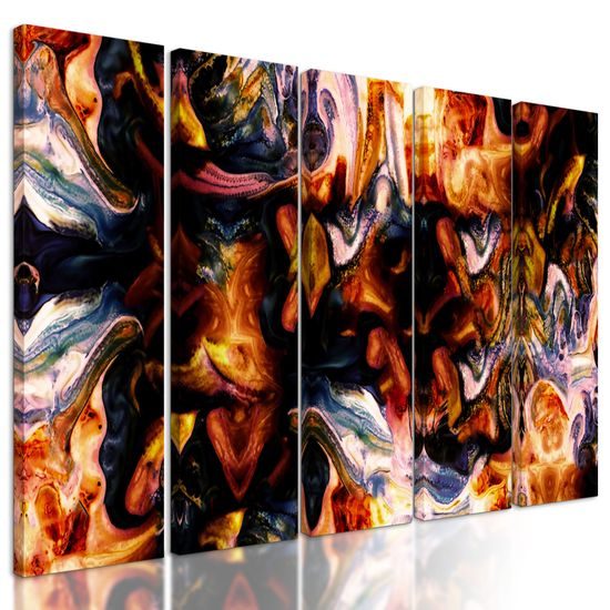 5-dielny obraz abstraktné stvárnenie ohňa