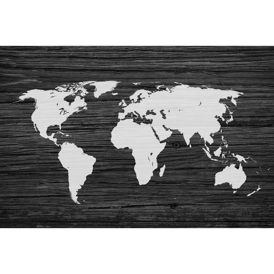 Obraz čiernobiela mapa sveta v modernom prevedení
