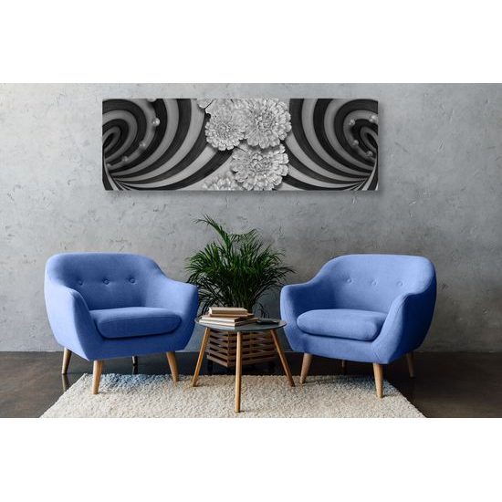 Obraz drevená špirála v čiernobielom prevedení