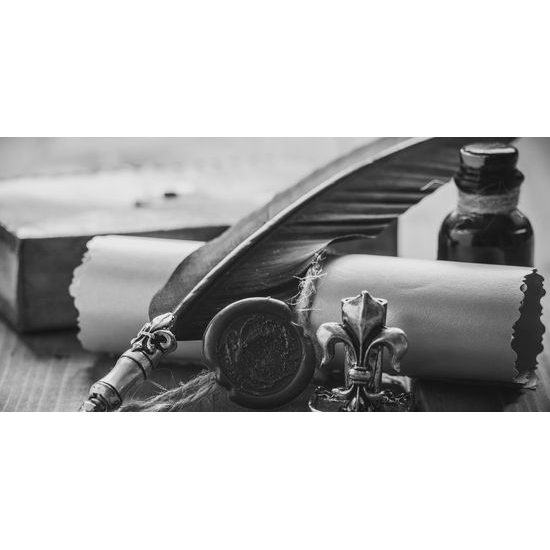 Obraz historický list v čiernobielom prevedení