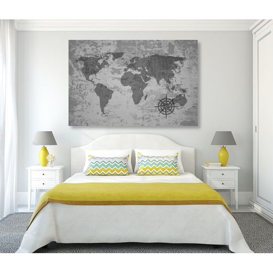 Obraz historická mapa v čiernobielom prevedení