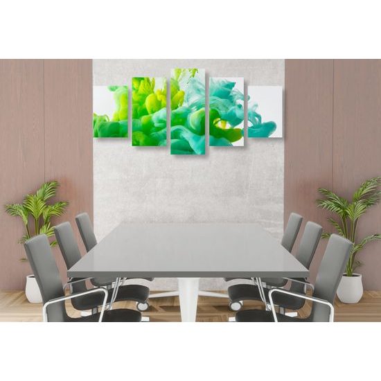 5-dielny obraz nádherná abstrakcia zelenej farby