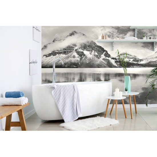 Samolepiaca fototapeta čiernobiele pohorie v hmle