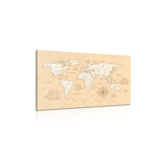 Obraz béžová mapa sveta pre dobrodruhov