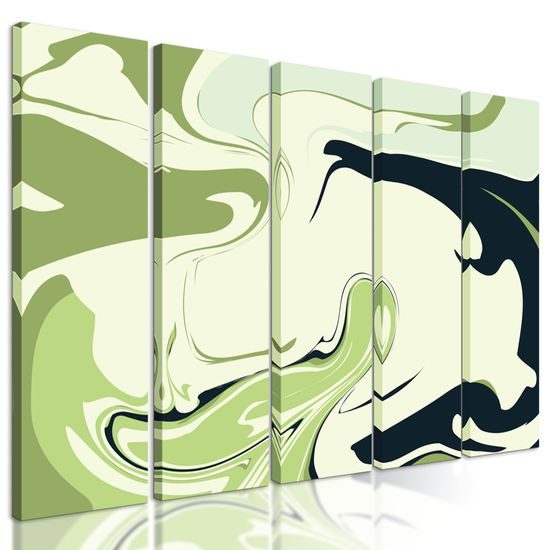 5-dielny obraz abstrakcia zelenej