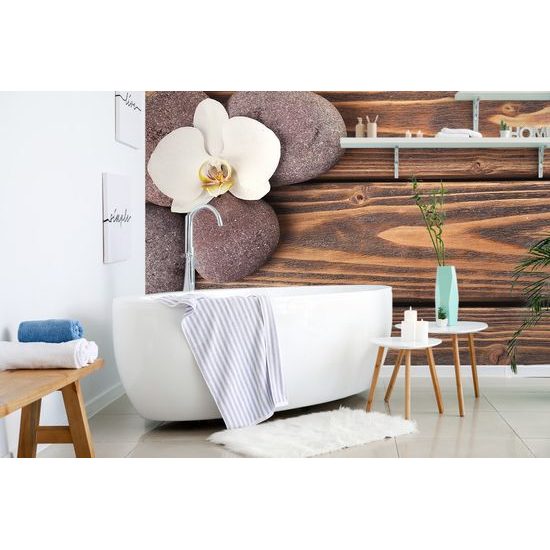 Samolepiaca fototapeta spa zátišie na drevenom pozadí