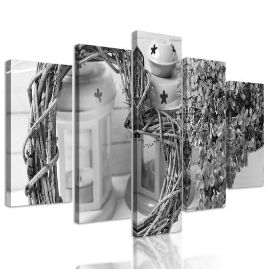 5-dielny obraz čiernobiely orgován v romantickom prevedení