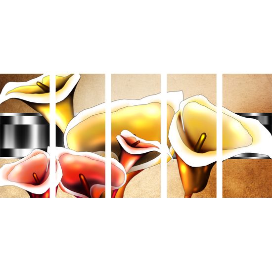 5-dielny obraz luxusné kvety kaly