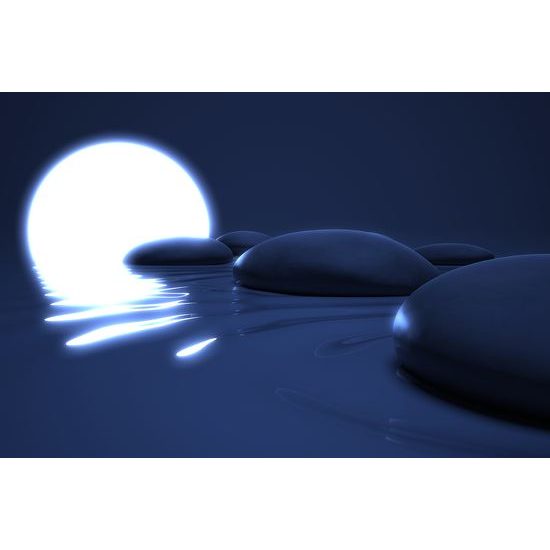 Samolepiaca tapeta zen kamene so splnom mesiaca