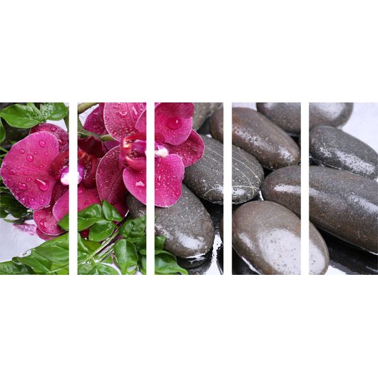 5-dielny obraz wellness zátišie a kvet orchidey