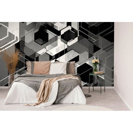Samolepiaca tapeta čiernobiela abstrakcia geometrických tvarov